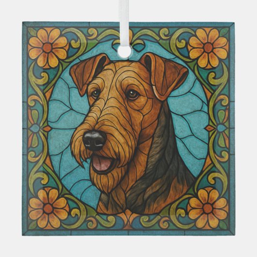 Airedale Terrier "Hartglas" Ornament Aus Glas (Vorderseite)