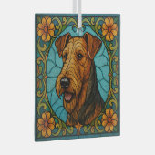 Airedale Terrier "Hartglas" Ornament Aus Glas (Vorderseite Rechts)