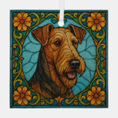 Airedale Terrier "Hartglas" Ornament Aus Glas (Rückseite)