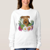 Airedale Terrier Head mit bunten Sommerferien Blum Sweatshirt (Vorderseite)