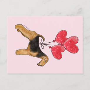 Airedale Terrier-Herzen Postkarte