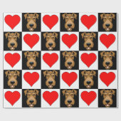 Airedale Terrier Herzmuster Niedlicher Hund Lover Geschenkpapier (Flach)