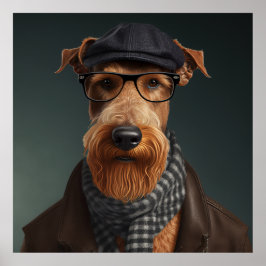 Airedale Terrier Hipster Doster Poster