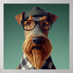 Airedale Terrier Hipster Doster Poster