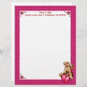 Airedale Terrier Holding Heart Briefkopf (Vorne/Hinten)