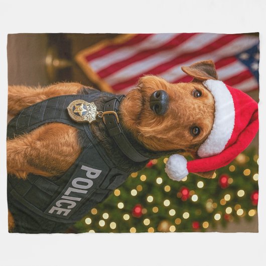 Airedale Terrier Holiday Card Fleecedecke (Vorderseite (Horizontal))