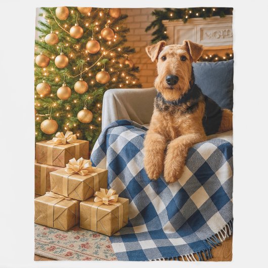 Airedale Terrier Holiday Fleecedecke (Vorderseite)