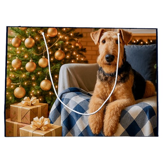 Airedale Terrier Holiday  Große Geschenktüte (Rückseite)