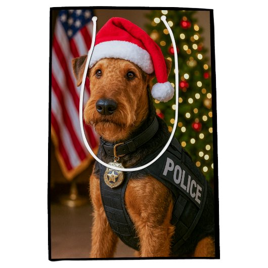 Airedale Terrier Holiday  Mittlere Geschenktüte (Vorderseite)