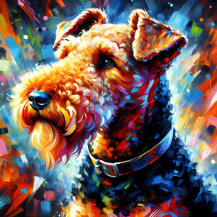 Airedale Terrier Hund Acryl Druck Bunt Puzzle