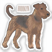 Airedale Terrier Hund Cartoon Illustration Aufkleber (Vorderseite)