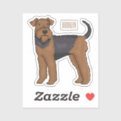 Airedale Terrier Hund Cartoon Illustration Aufkleber (Blatt)