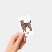 Airedale Terrier Hund Cartoon Illustration Ausweis (Handheld)