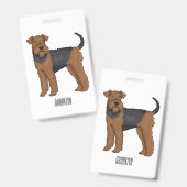 Airedale Terrier Hund Cartoon Illustration Ausweis (Front & Back)