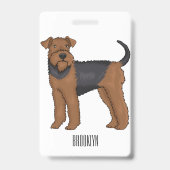 Airedale Terrier Hund Cartoon Illustration Ausweis (Back)