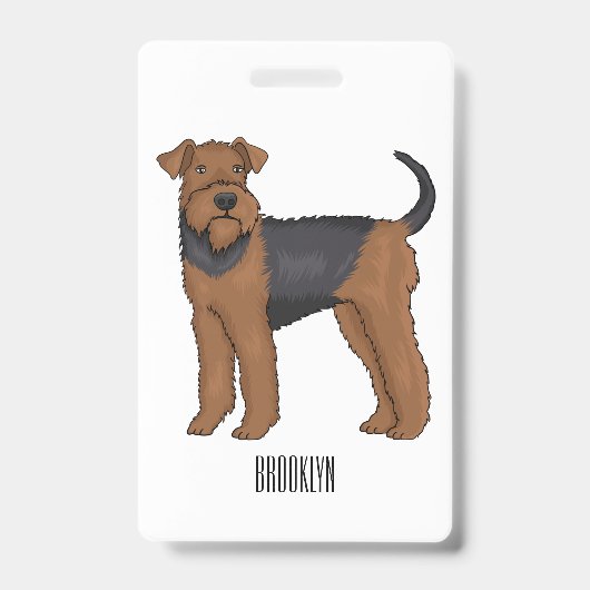 Airedale Terrier Hund Cartoon Illustration Ausweis (Front)
