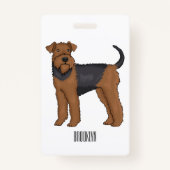 Airedale Terrier Hund Cartoon Illustration Ausweis (Rückseite)