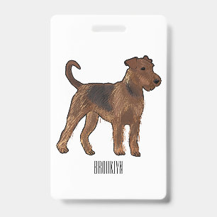 Airedale Terrier Hund Cartoon-Illustration Ausweis