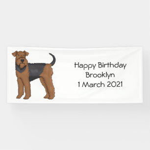 Airedale Terrier Hund Cartoon Illustration Banner