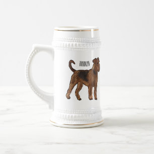 Airedale Terrier Hund Cartoon Illustration Bierglas