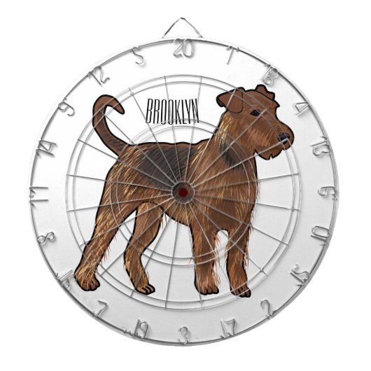 Airedale Terrier Hund Cartoon Illustration Dartscheibe (vorne)