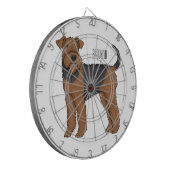 Airedale Terrier Hund Cartoon Illustration Dartscheibe (Vorderseite Links)