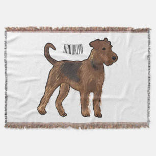 Airedale Terrier Hund Cartoon Illustration Decke