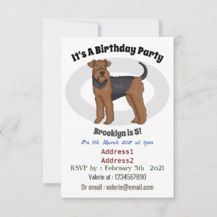 Airedale Terrier Hund Cartoon-Illustration Einladung
