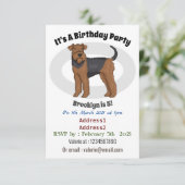 Airedale Terrier Hund Cartoon Illustration Einladung (Stehend Vorderseite)