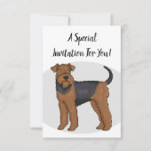 Airedale Terrier Hund Cartoon Illustration Einladung (Rückseite)