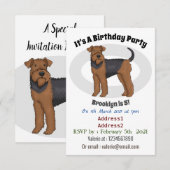 Airedale Terrier Hund Cartoon Illustration Einladung (Vorne/Hinten)