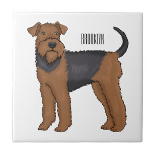 Airedale Terrier Hund Cartoon Illustration Fliese