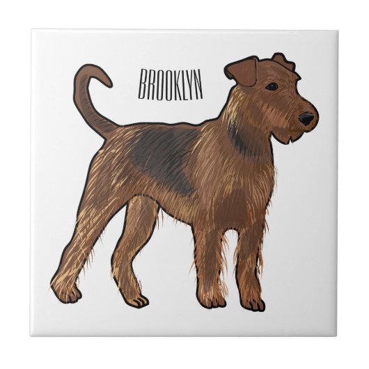 Airedale Terrier Hund Cartoon Illustration Fliese (Vorderseite)