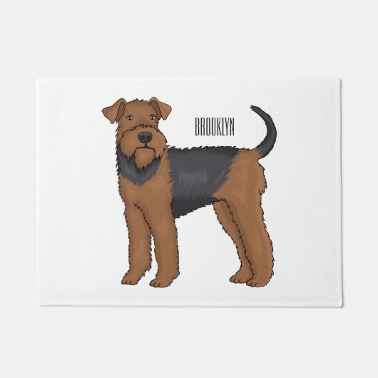 Airedale Terrier Hund Cartoon Illustration Fußmatte (Vorderseite)