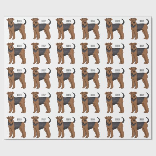 Airedale Terrier Hund Cartoon Illustration Geschenkpapier (Flach)