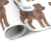 Airedale Terrier Hund Cartoon Illustration Geschenkpapier (Rolleneckpunkt)