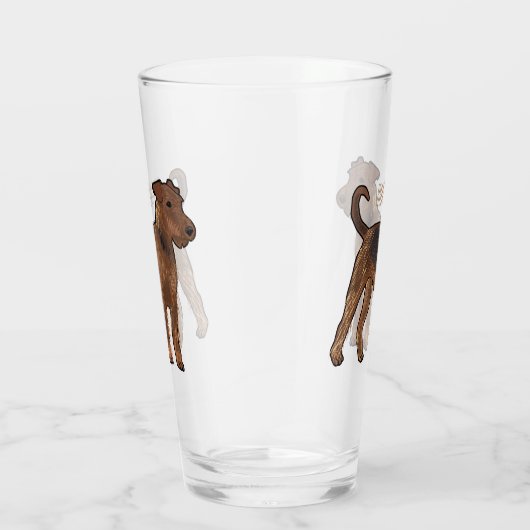 Airedale Terrier Hund Cartoon Illustration Glas (Rechts)