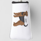 Airedale Terrier Hund Cartoon Illustration Golf Headcover (Rotieren 90)