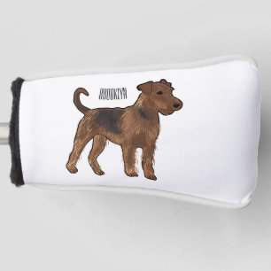 Airedale Terrier Hund Cartoon Illustration Golf Headcover