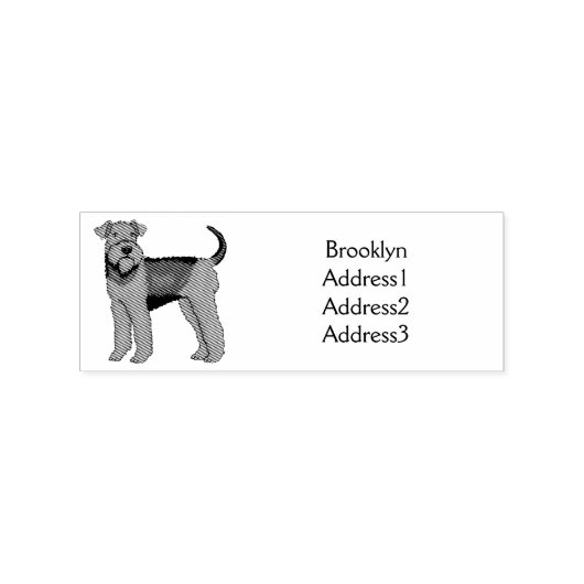 Airedale Terrier Hund Cartoon Illustration Gummistempel (Prägung)