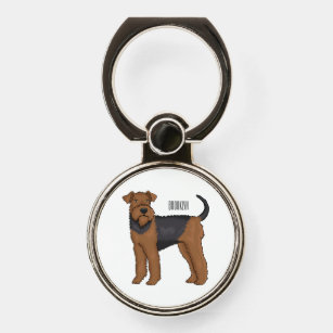 Airedale Terrier Hund Cartoon Illustration Handy Ring