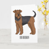 Airedale Terrier Hund Cartoon Illustration Karte (Gelbe Blume)