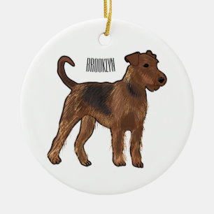 Airedale Terrier Hund Cartoon Illustration Keramik Ornament