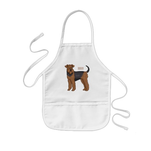 Airedale Terrier Hund Cartoon Illustration Kinderschürze (Vorne)