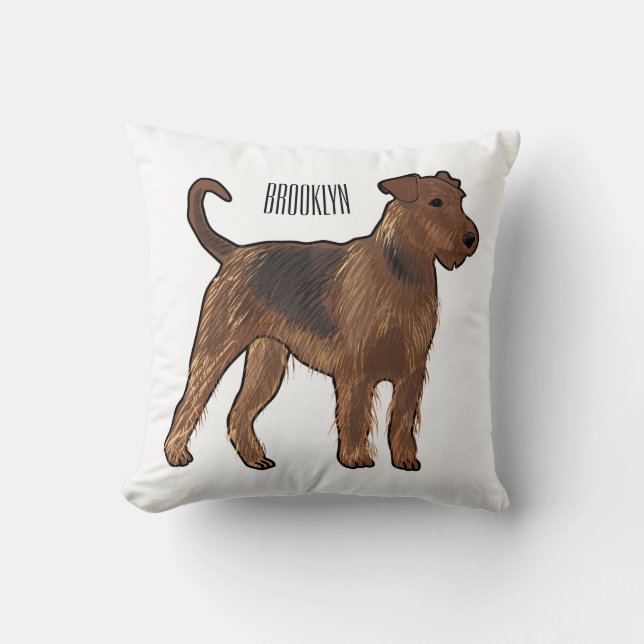 Airedale Terrier Hund Cartoon Illustration Kissen (Vorderseite)