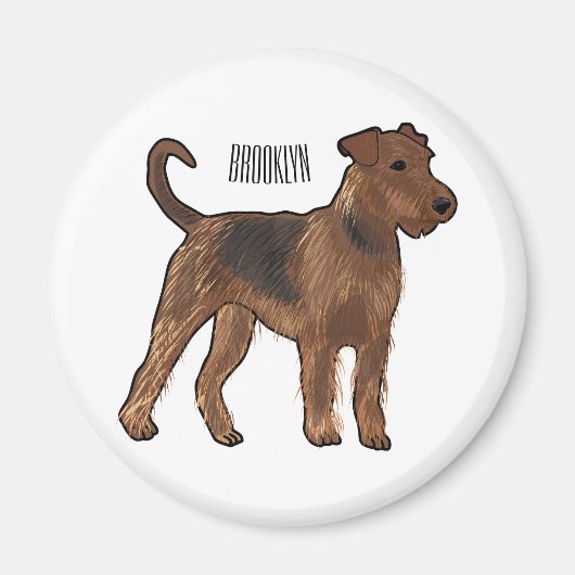 Airedale Terrier Hund Cartoon Illustration Magnet (Vorne)