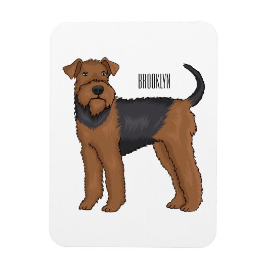 Airedale Terrier Hund Cartoon Illustration Magnet (Vertikal)