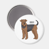 Airedale Terrier Hund Cartoon Illustration Magnet (Vorderseite/Rückseite)
