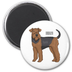 Airedale Terrier Hund Cartoon Illustration Magnet
