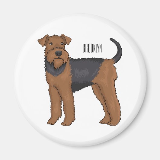 Airedale Terrier Hund Cartoon Illustration Magnet (Vorne)